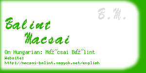 balint macsai business card